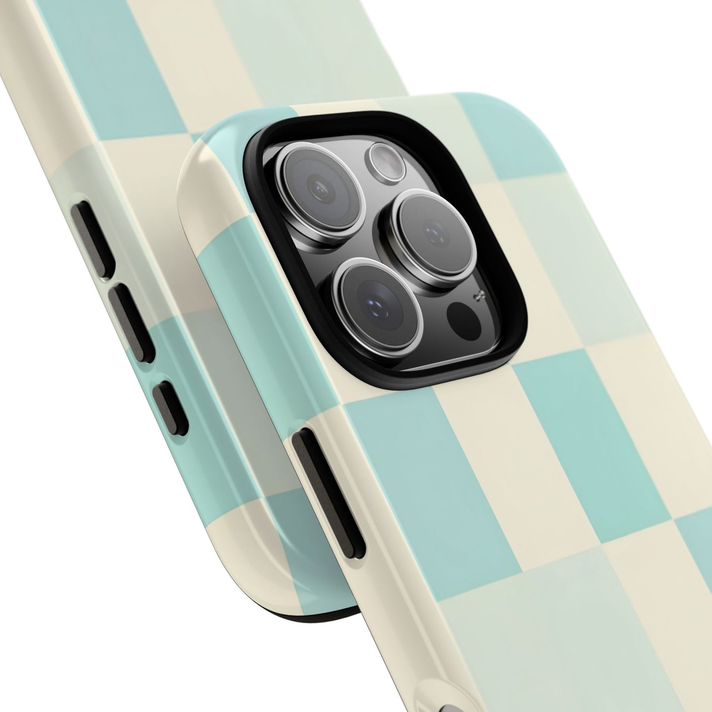 Pastel Checkerboard Tough Case – Mint & Cream Protective Phone Cover