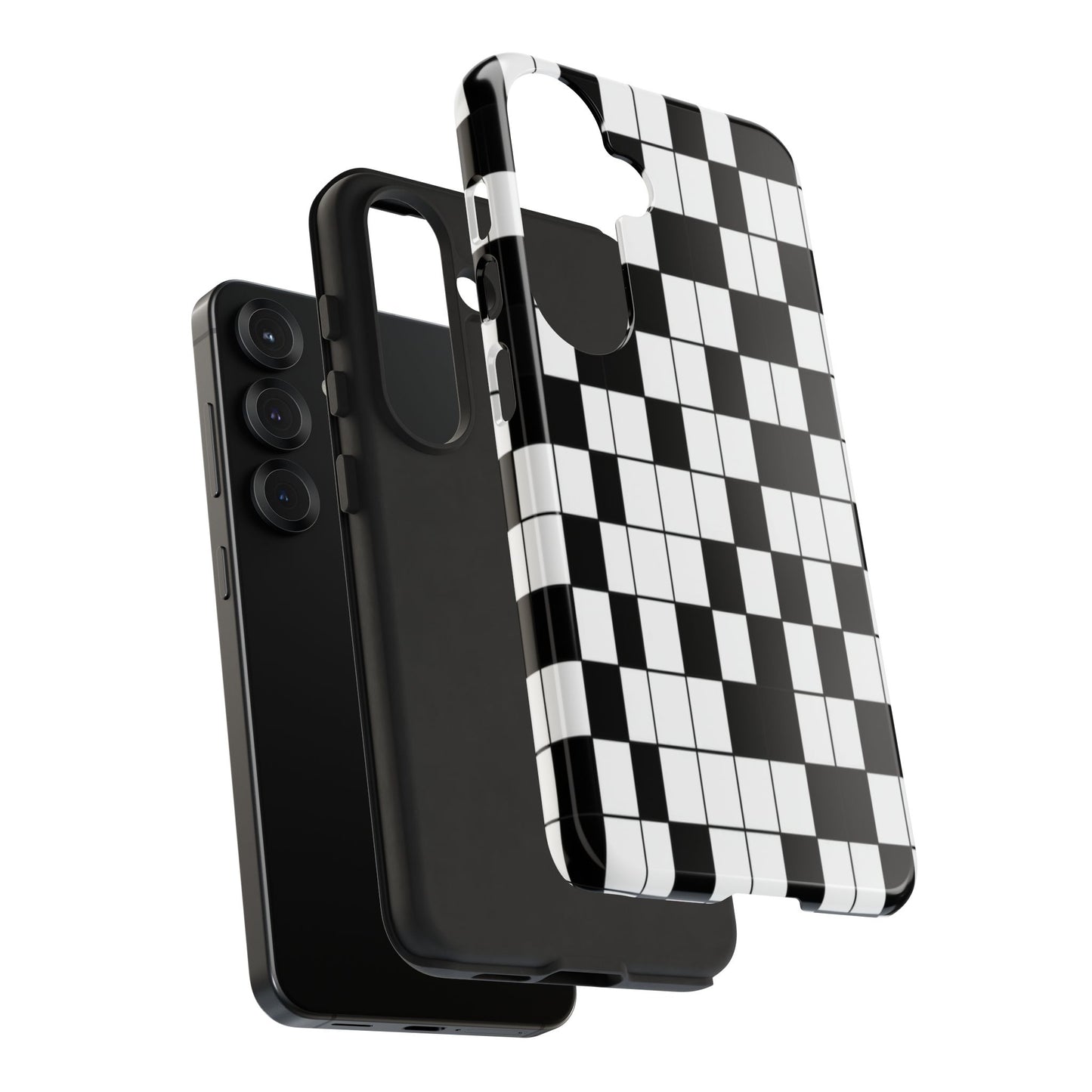 Crossword Grid Phone Case — Black & White Puzzle Pattern Tough Phone Cover