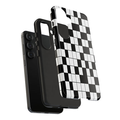 Crossword Grid Phone Case — Black & White Puzzle Pattern Tough Phone Cover