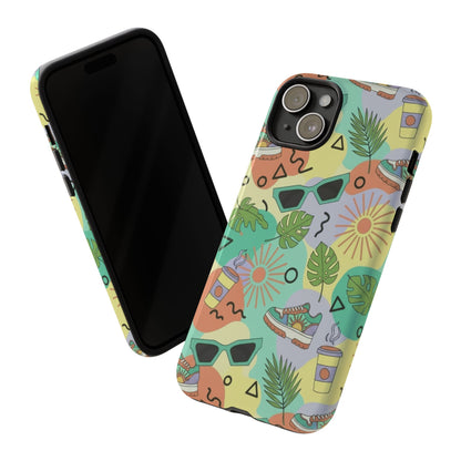 Tropical Summer Phone Case — Retro Sunglasses, Sneakers & Palm Pattern