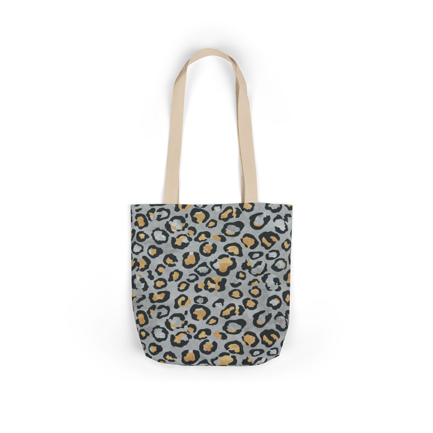 Leopard Print Canvas Tote Bag with Beige Straps