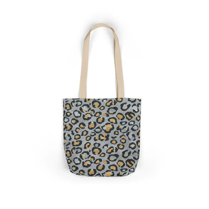 Leopard Print Canvas Tote Bag with Beige Straps