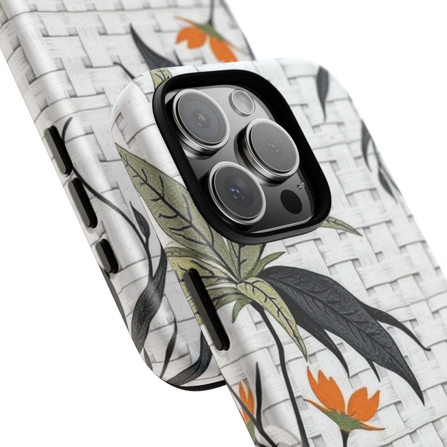 Floral Woven Tough Phone Case — Protective Botanical iPhone Cover