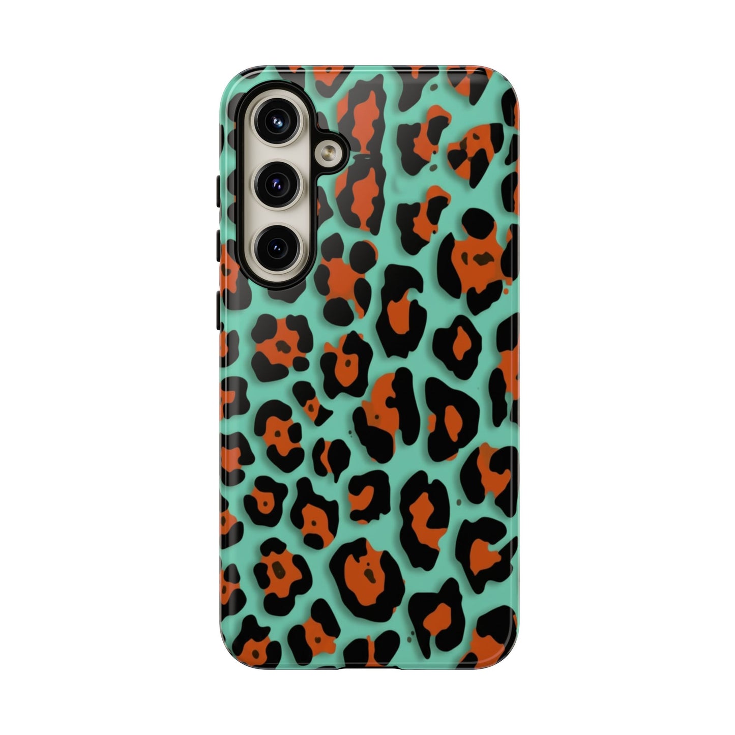 Teal & Rust Leopard Phone Case — Tough Protective Animal Print