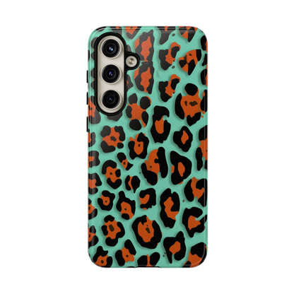 Teal & Rust Leopard Phone Case — Tough Protective Animal Print