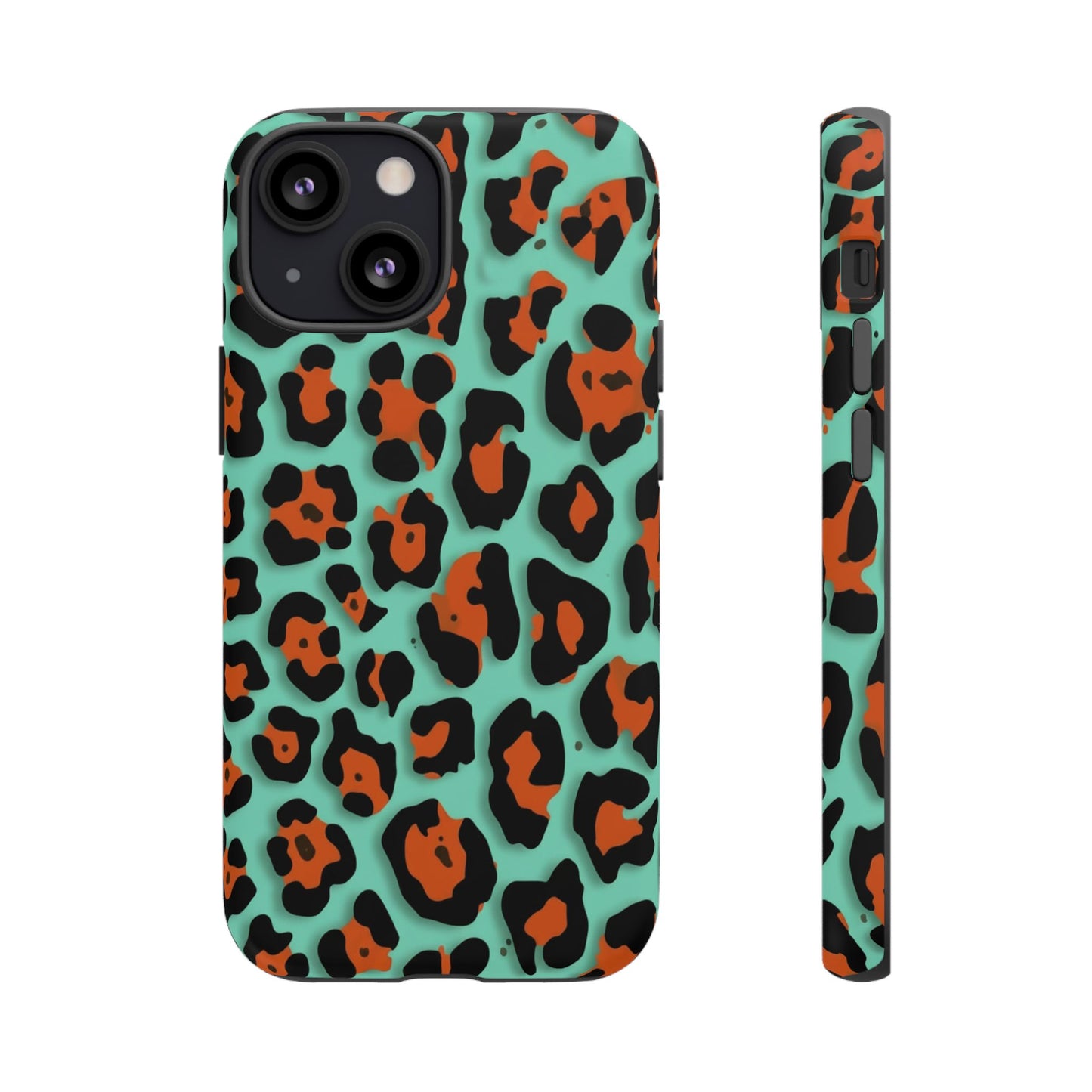 Teal & Rust Leopard Phone Case — Tough Protective Animal Print