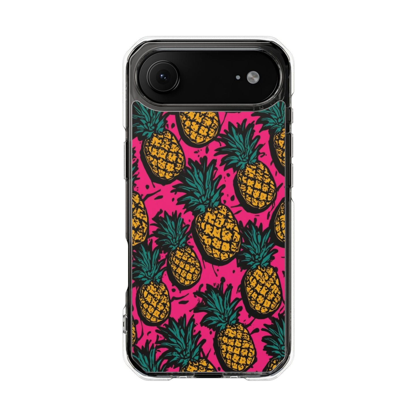 Pineapple Pop Clear Magnetic Phone Case — Impact-Resistant Tropical Design