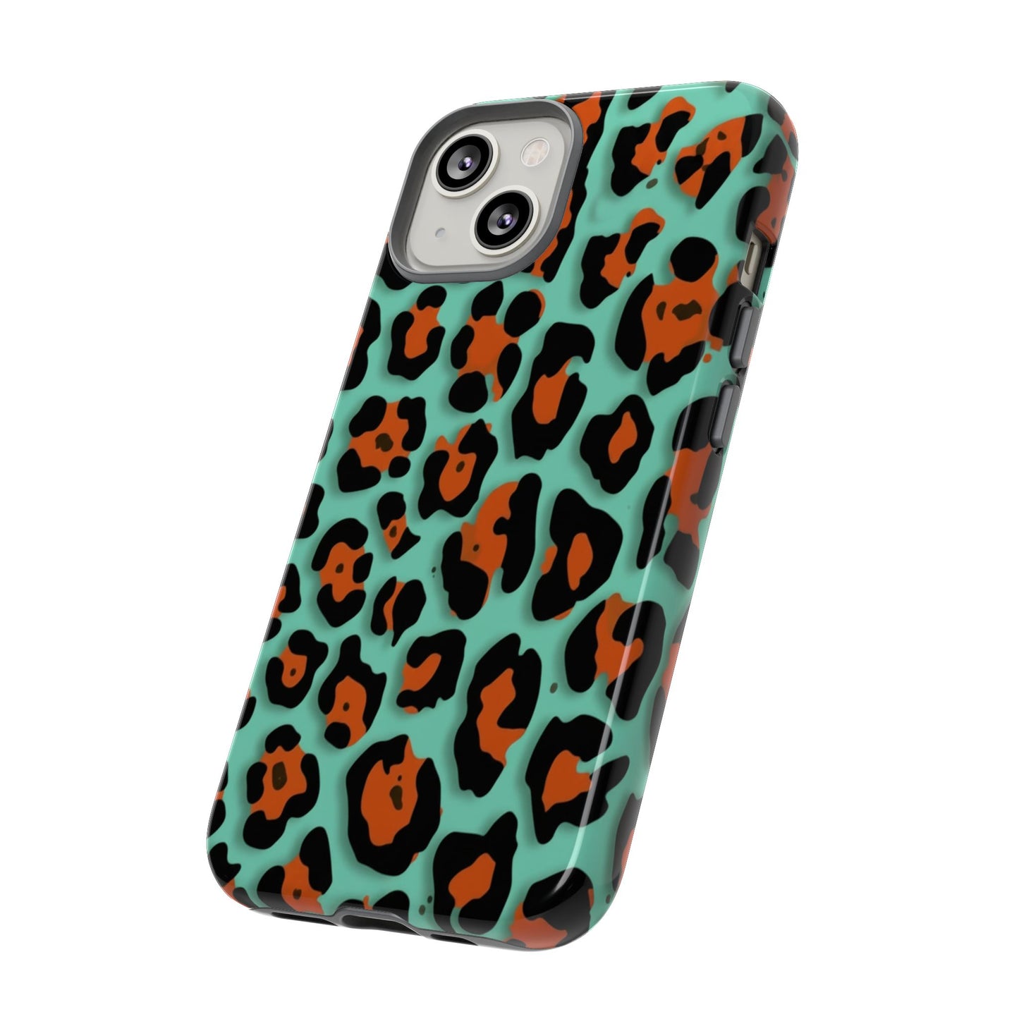 Teal & Rust Leopard Phone Case — Tough Protective Animal Print