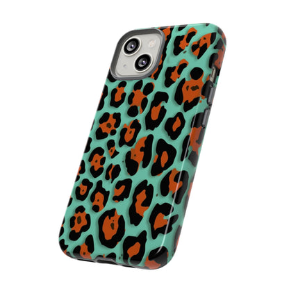 Teal & Rust Leopard Phone Case — Tough Protective Animal Print