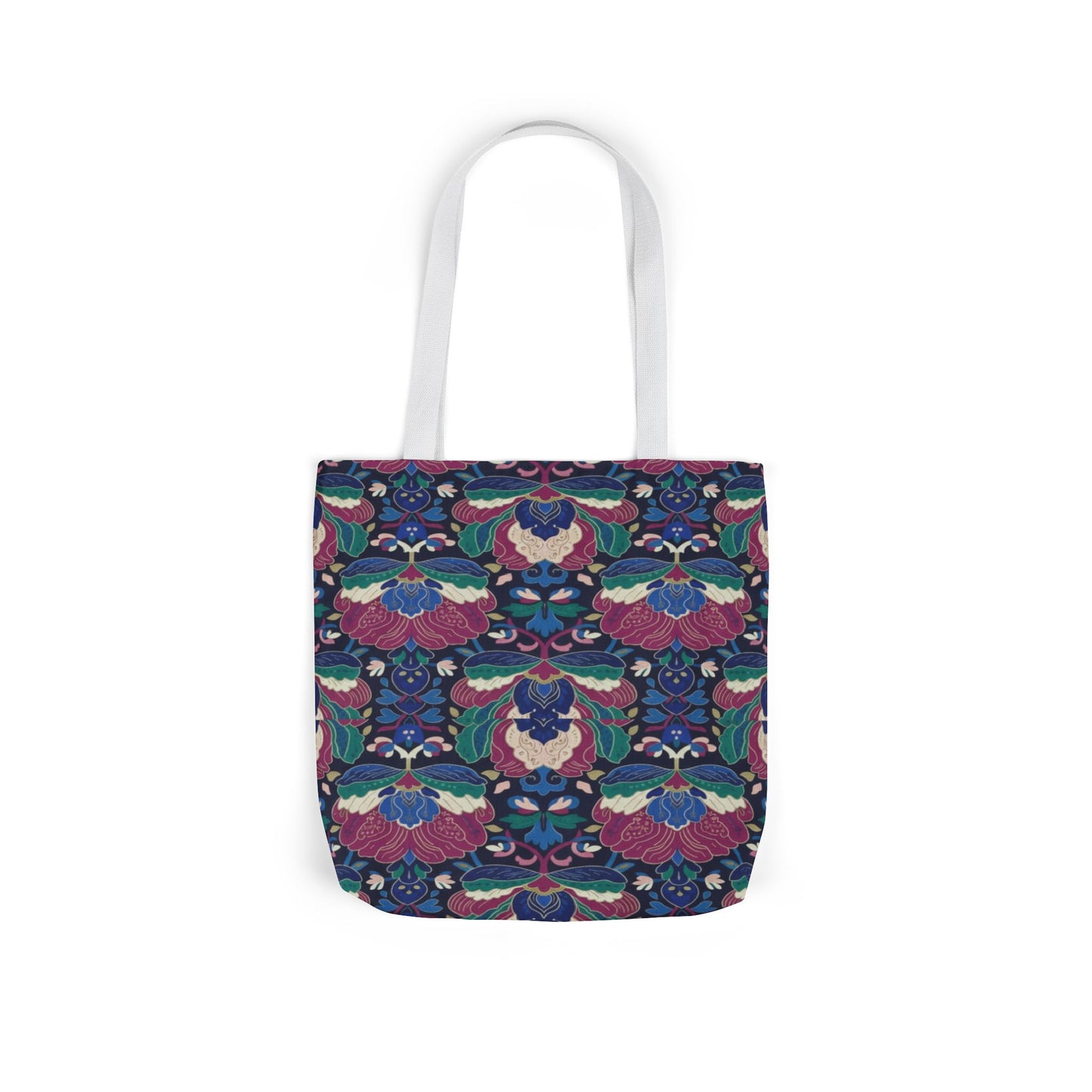 Floral Kaleidoscope Canvas Tote Bag — Colorful Patterned Market Tote