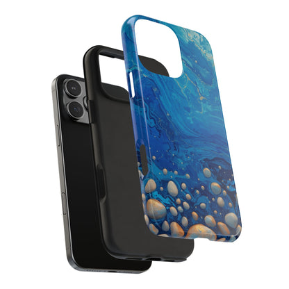 Blue Ocean Pebble Tough Phone Case — Protective Artistic Marble Design