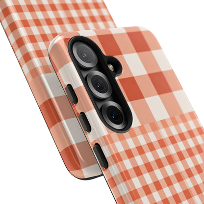Buffalo Check Tough Phone Case — Orange Gingham Protective Cover