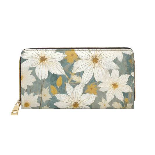 Women's Blue Botanical Wallet - Coastal Wildflowers
