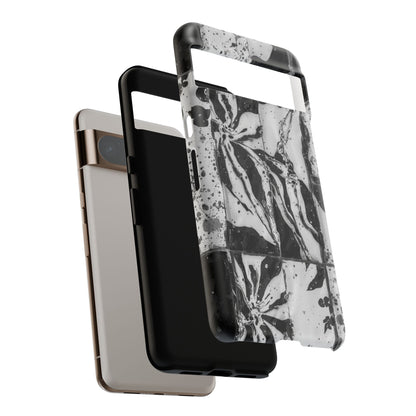 Monochrome Tile Floral Tough Phone Case