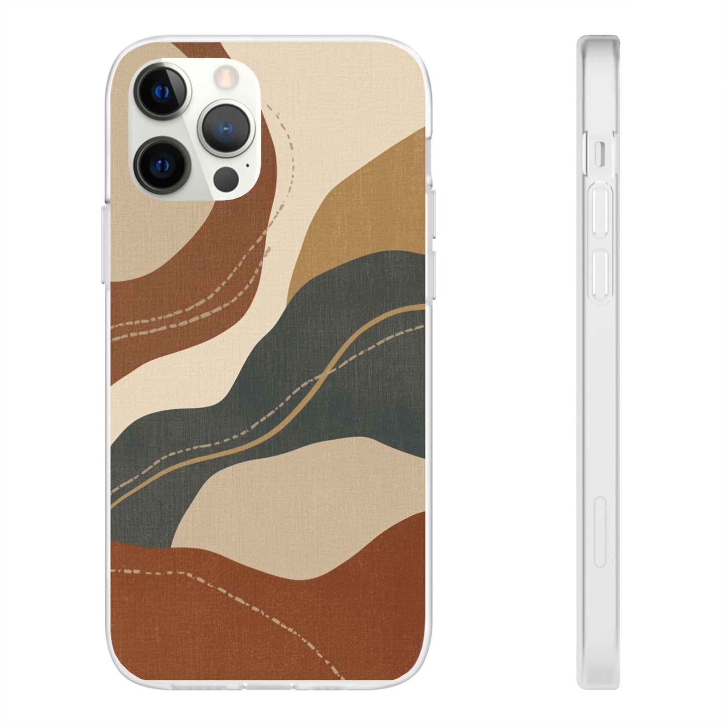 Abstract Earth Tone Phone Case — Boho Wavy Flexi Case