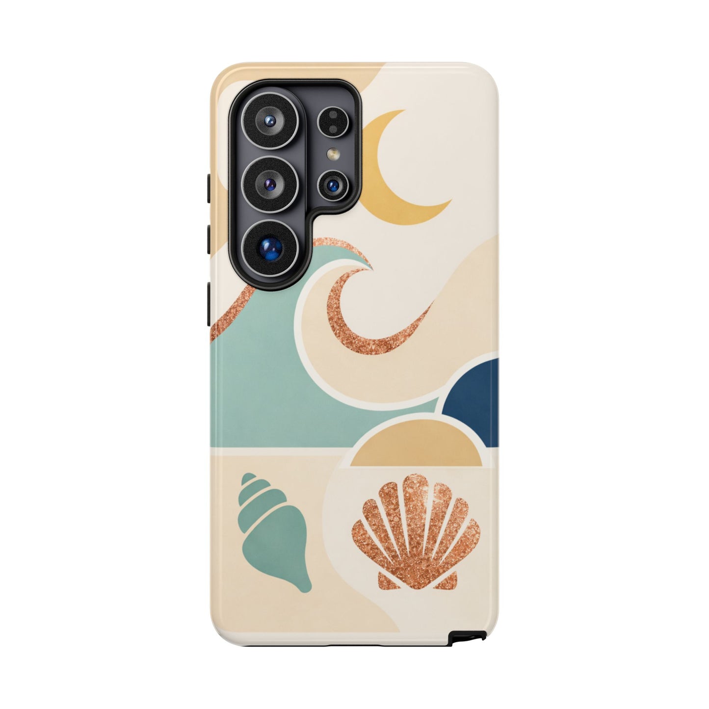 Sea Breeze Tough Phone Case — Retro Waves & Shells Design