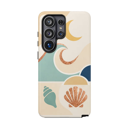 Sea Breeze Tough Phone Case — Retro Waves & Shells Design