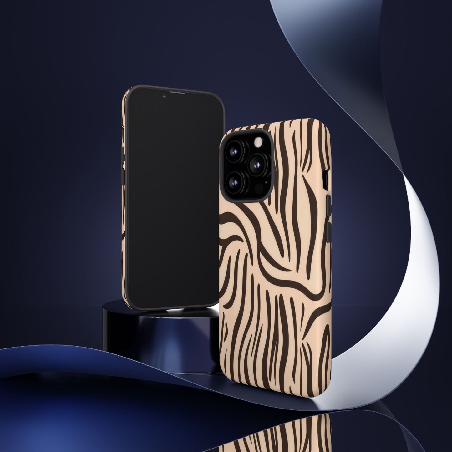 Zebra Stripe Tough Phone Case – Neutral Animal Print Protective Cover