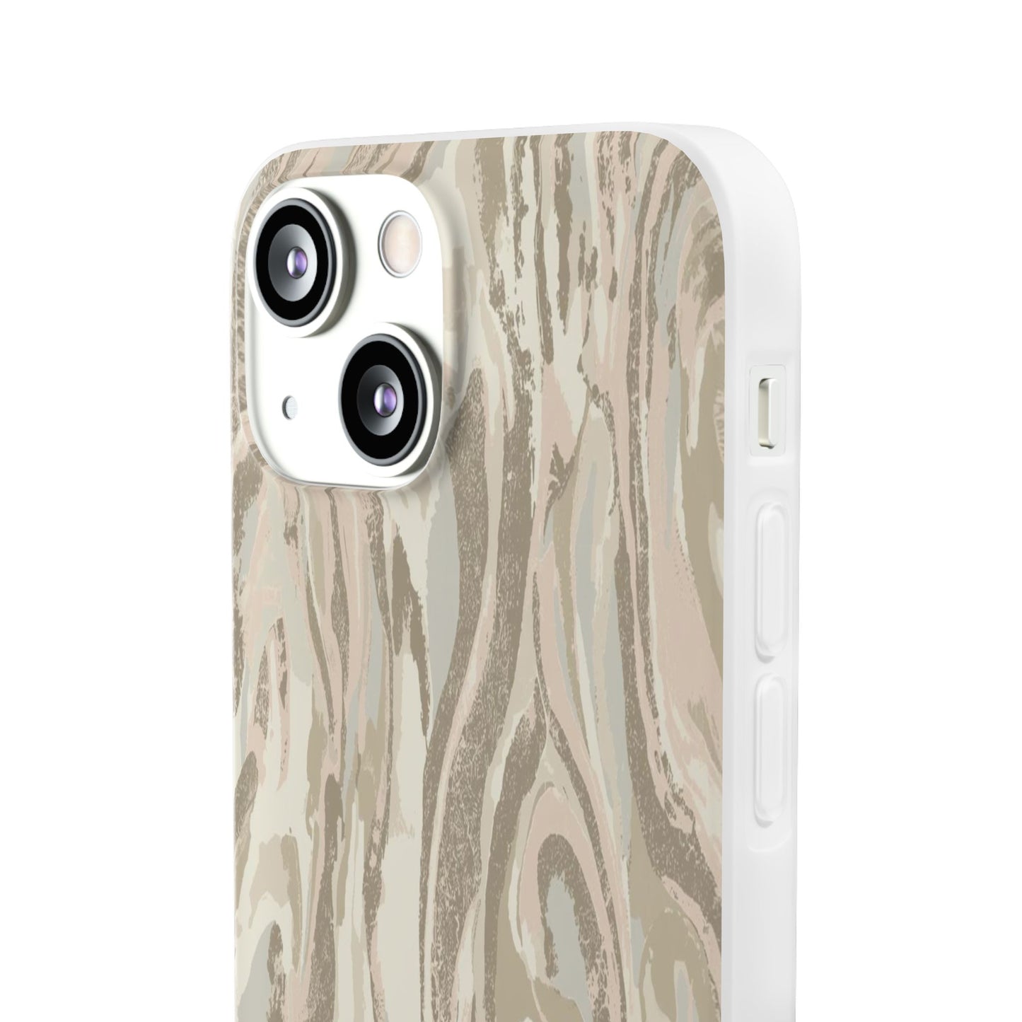 Neutral Marble Swirl Flexi Phone Case — Beige Abstract Protective Cover