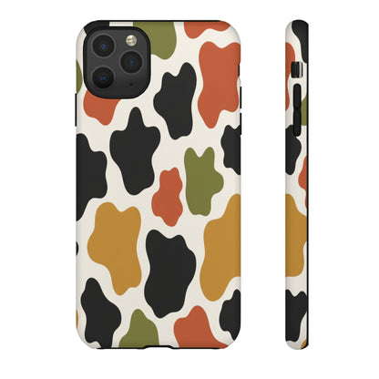 Camouflage Pattern Tough Phone Case – Retro Olive, Rust & Mustard Protective Cover
