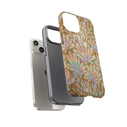 Floral Burst Tough Phone Case – Gold Pastel Botanical Protection