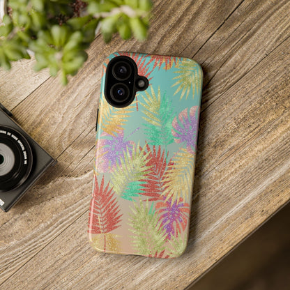 Tropical Palm Leaf Tough Phone Case – Colorful Pastel Botanical Protection