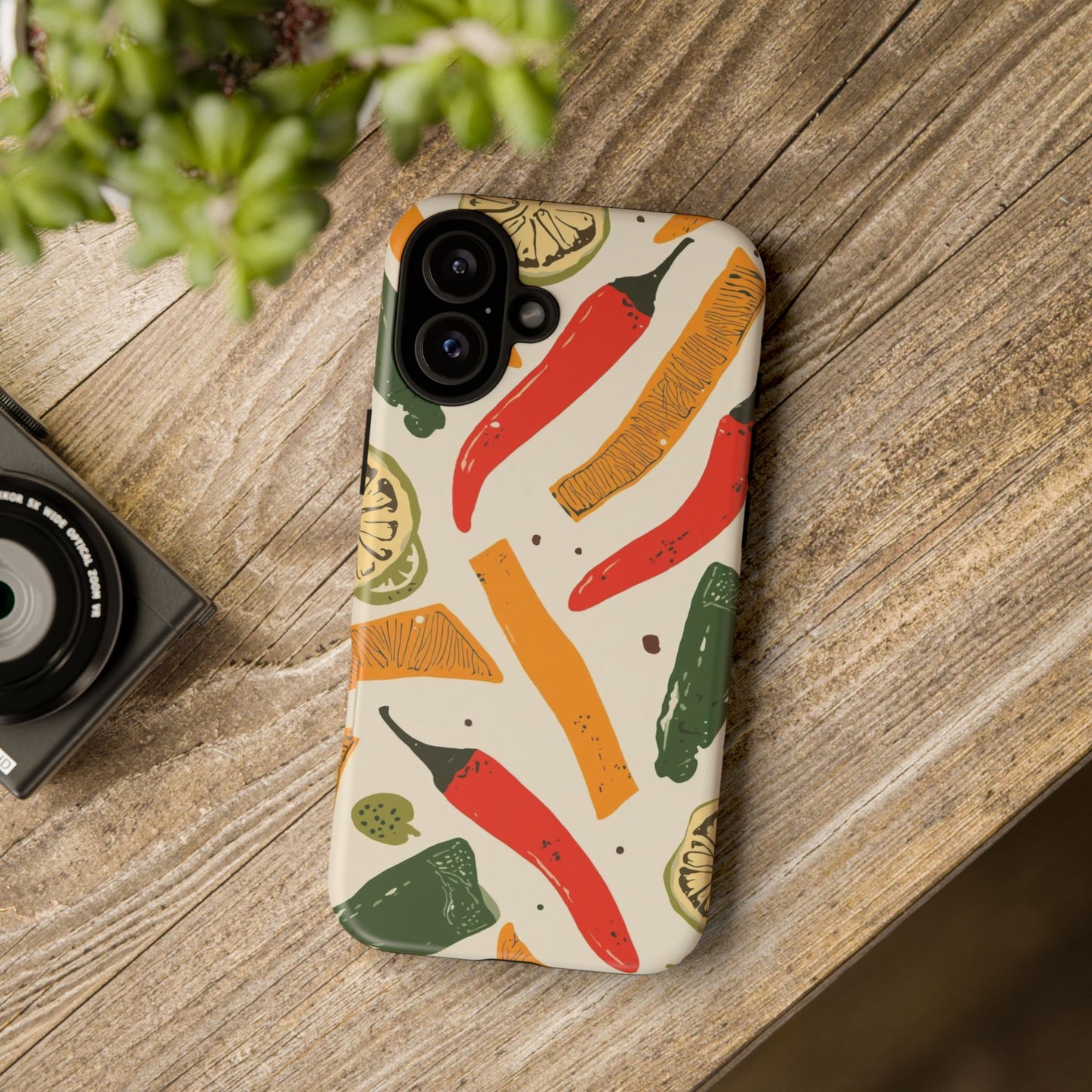 Spicy Peppers Phone Case – Colorful Chili, Lime & Citrus Pattern