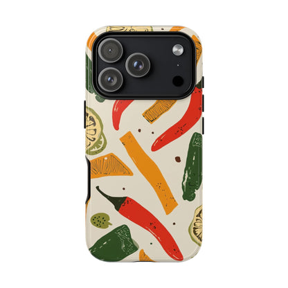 Spicy Peppers Phone Case – Colorful Chili, Lime & Citrus Pattern