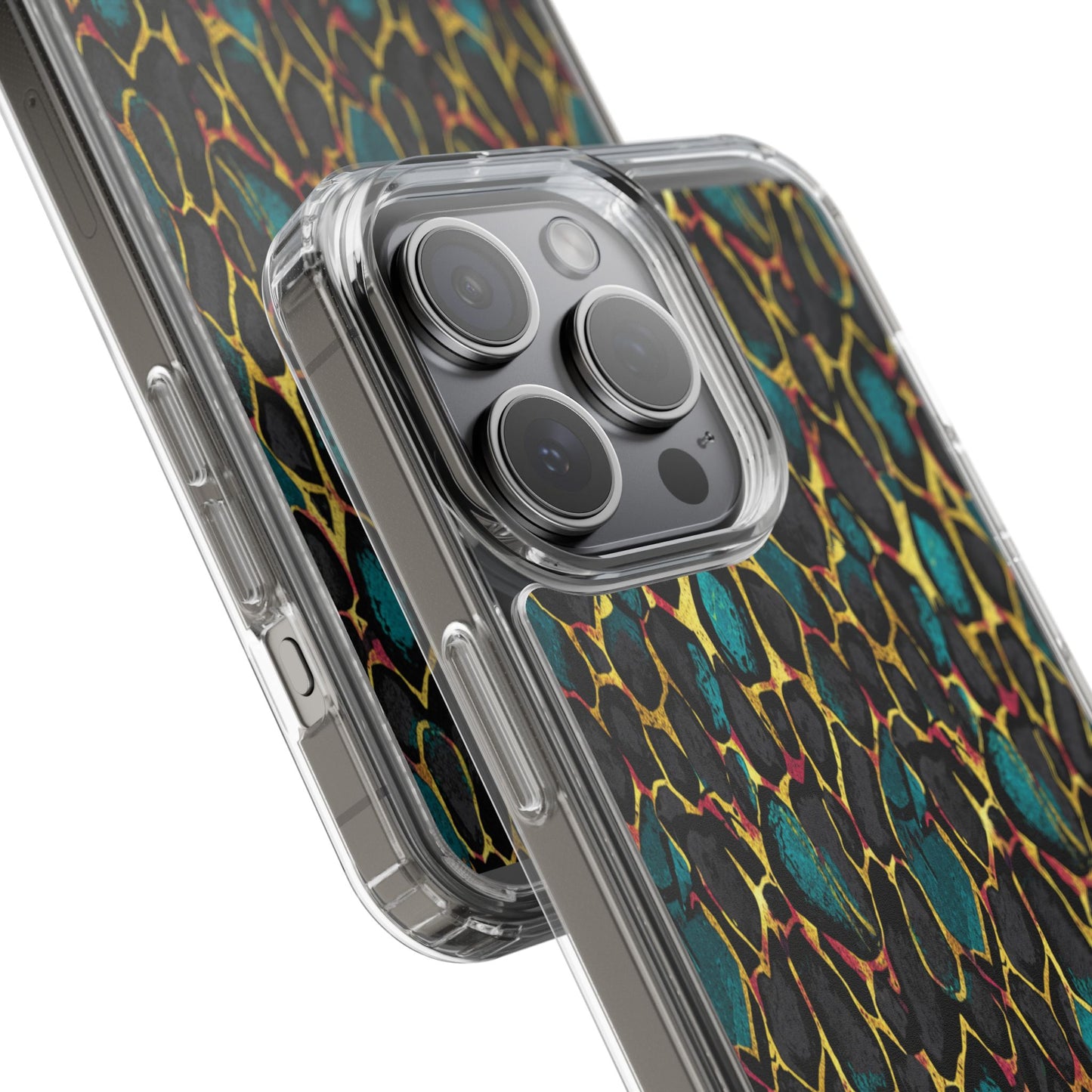 Teal Gold Leopard Clear Phone Case