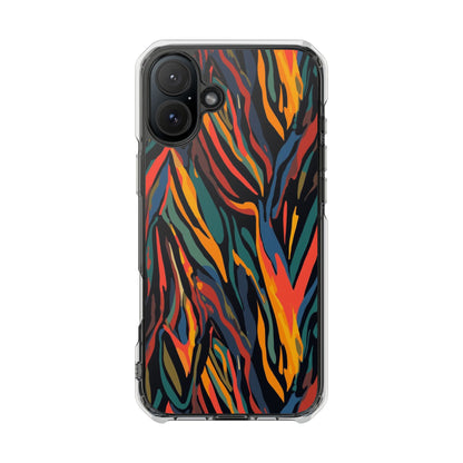 Clear Magnetic Phone Case — Abstract Flame Zebra Art