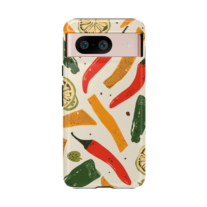 Spicy Peppers Phone Case – Colorful Chili, Lime & Citrus Pattern