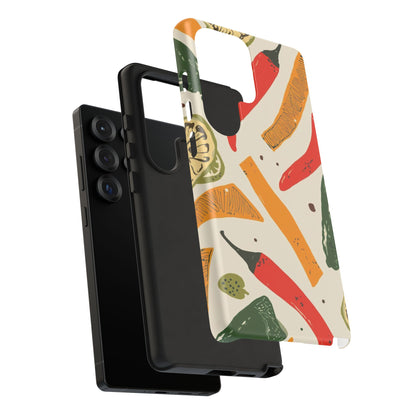 Spicy Peppers Phone Case – Colorful Chili, Lime & Citrus Pattern