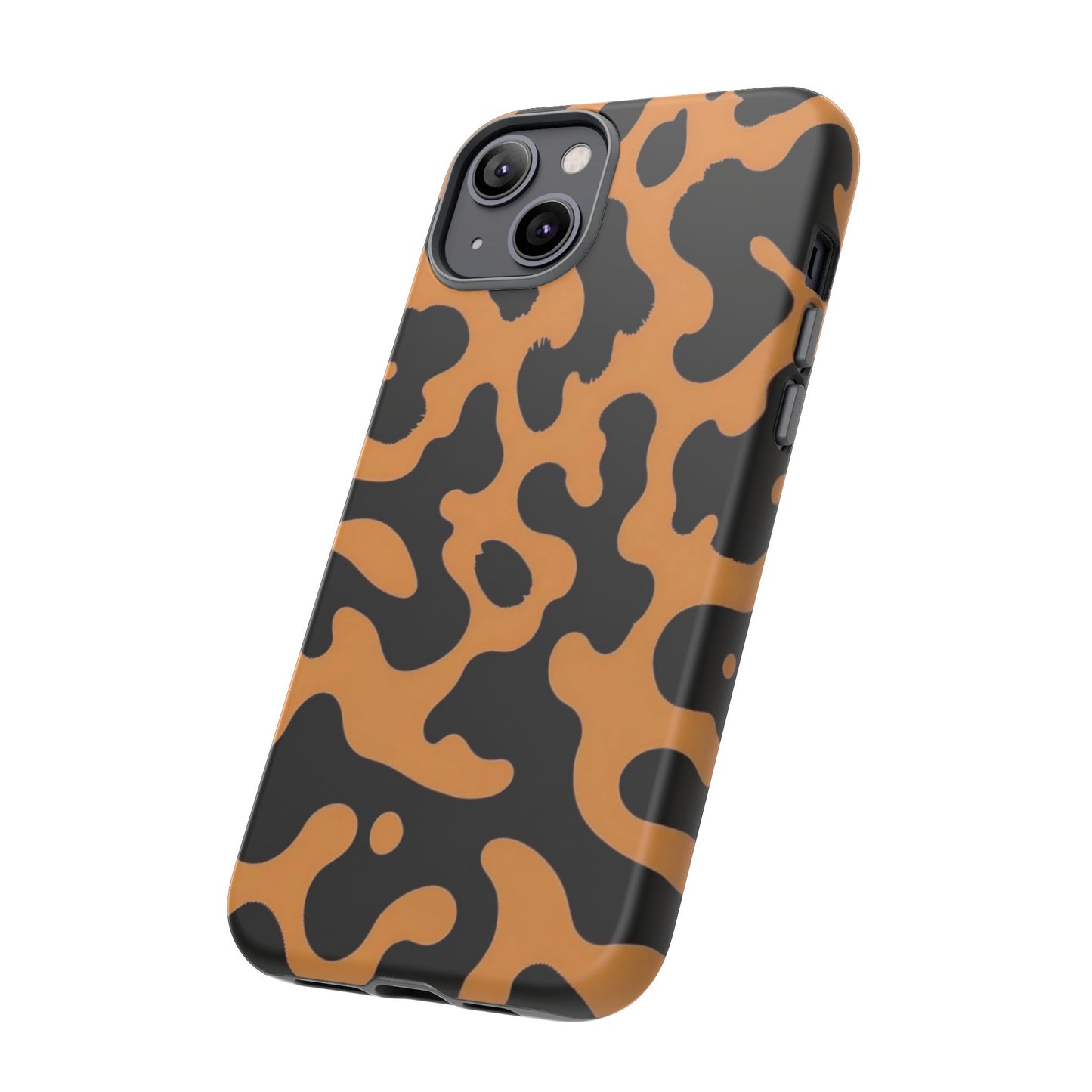 Leopard Print Phone Case — Orange & Black Tough Pattern Protective Cover