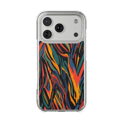 Clear Magnetic Phone Case — Abstract Flame Zebra Art