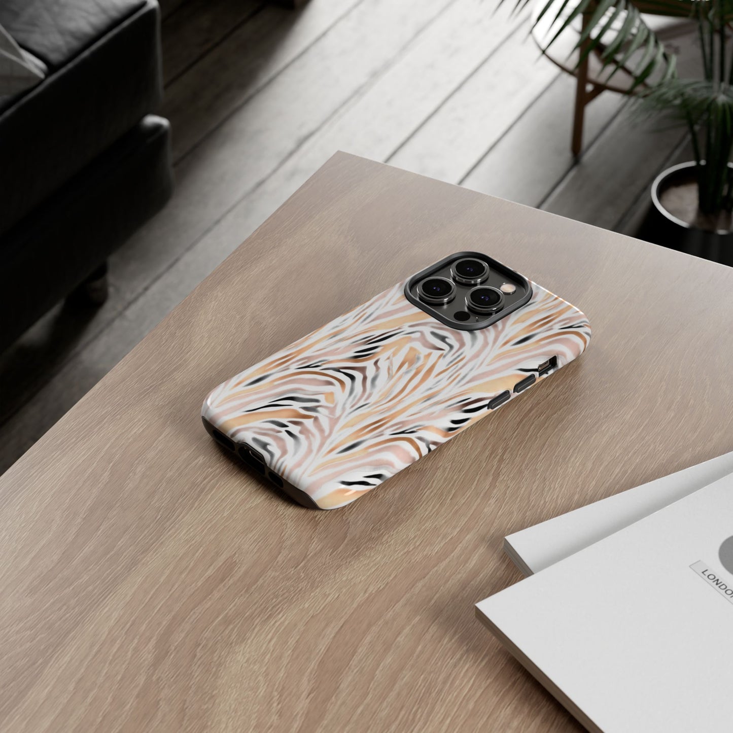 Tough Case — Neutral Watercolor Tiger Stripe Phone Case