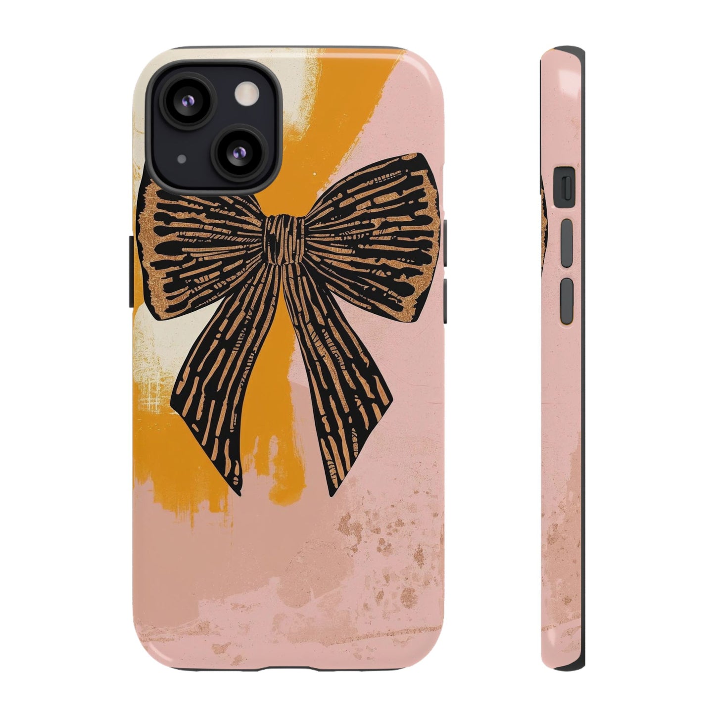 Bow Brushstroke Tough Phone Case — Pink & Mustard