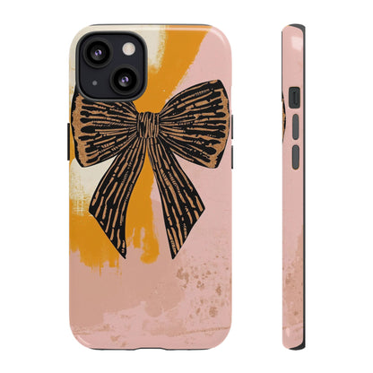Bow Brushstroke Tough Phone Case — Pink & Mustard