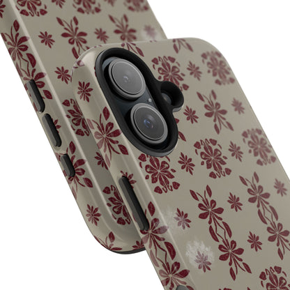 Tough Phone Case — Vintage Red Floral Pattern Protective Cover