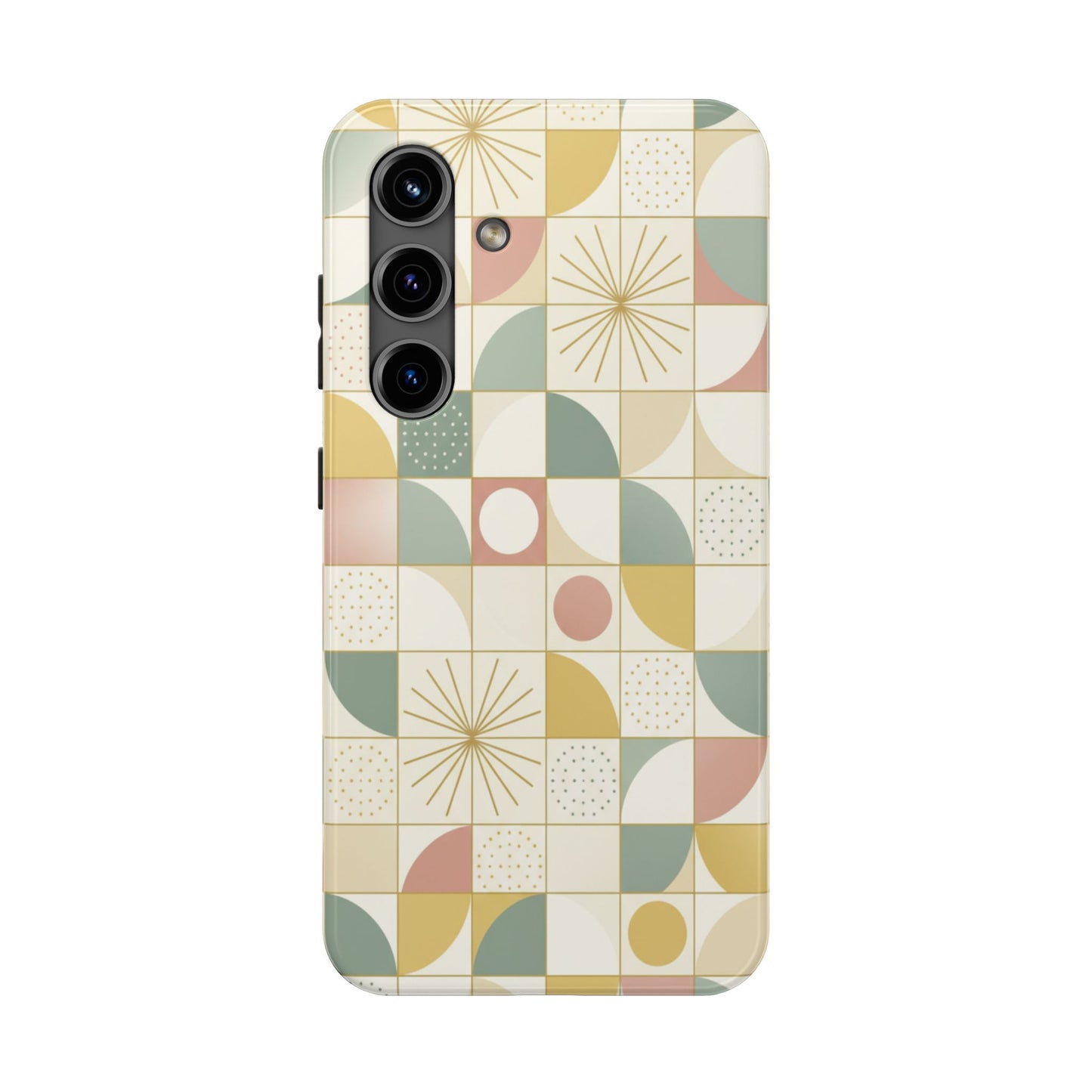 Retro Geometric Tough Phone Case — Pastel Midcentury Pattern