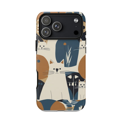 Cat Pattern Phone Case – Retro Abstract Cats Protective iPhone Cover