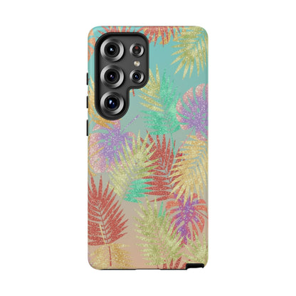 Tropical Palm Leaf Tough Phone Case – Colorful Pastel Botanical Protection