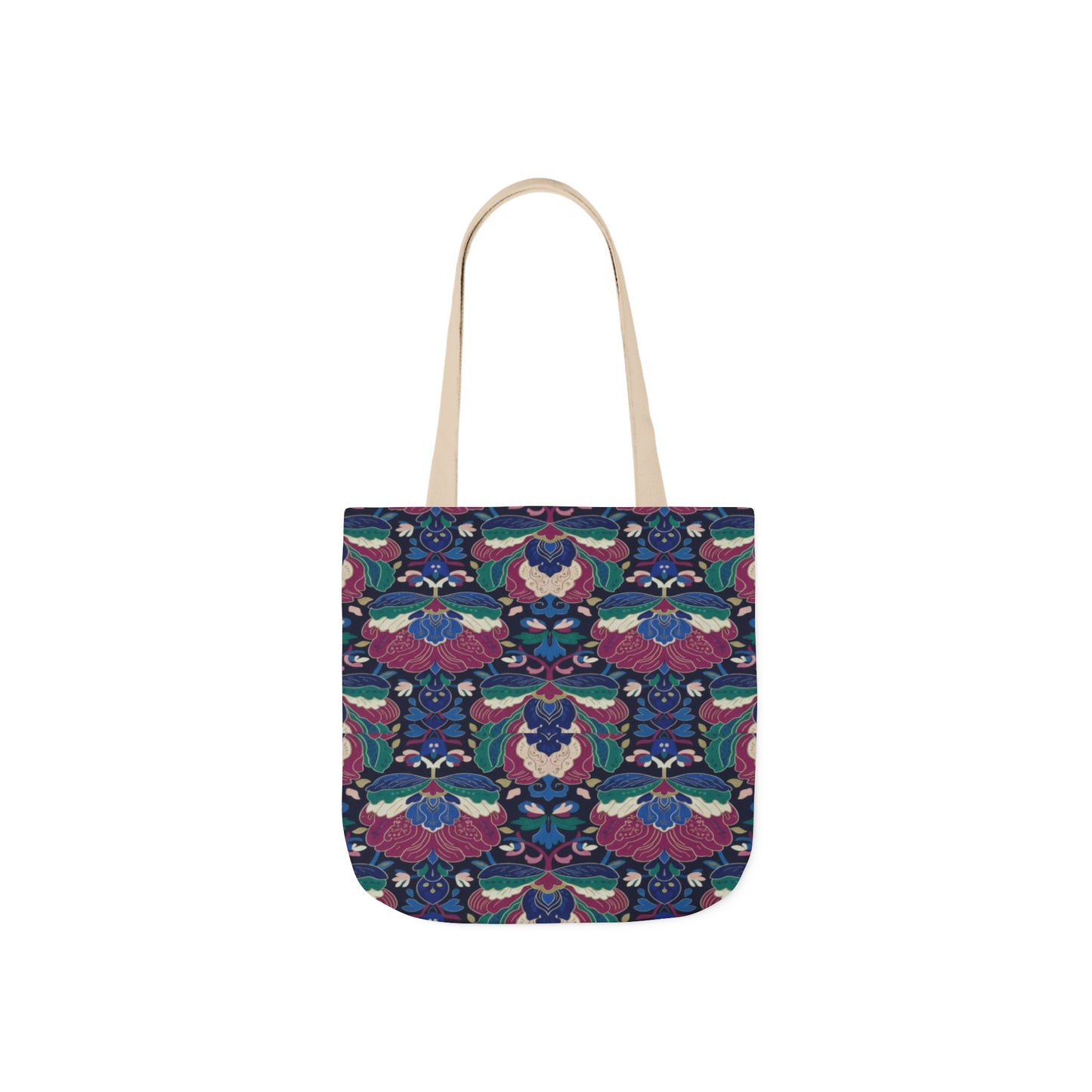 Floral Kaleidoscope Canvas Tote Bag — Colorful Patterned Market Tote