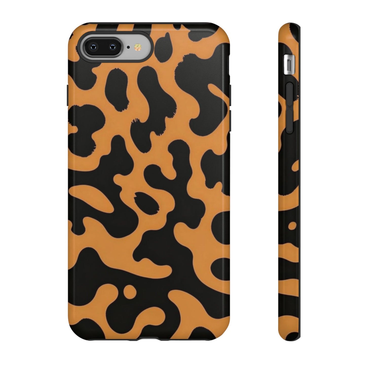 Leopard Print Phone Case — Orange & Black Tough Pattern Protective Cover