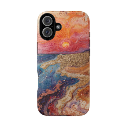 Sunset Coast Phone Case — Colorful Abstract Beach Art Tough Case