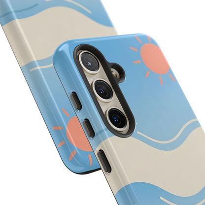 Beach Waves Tough Phone Case — Summer Sun & Seashell Protective Cover