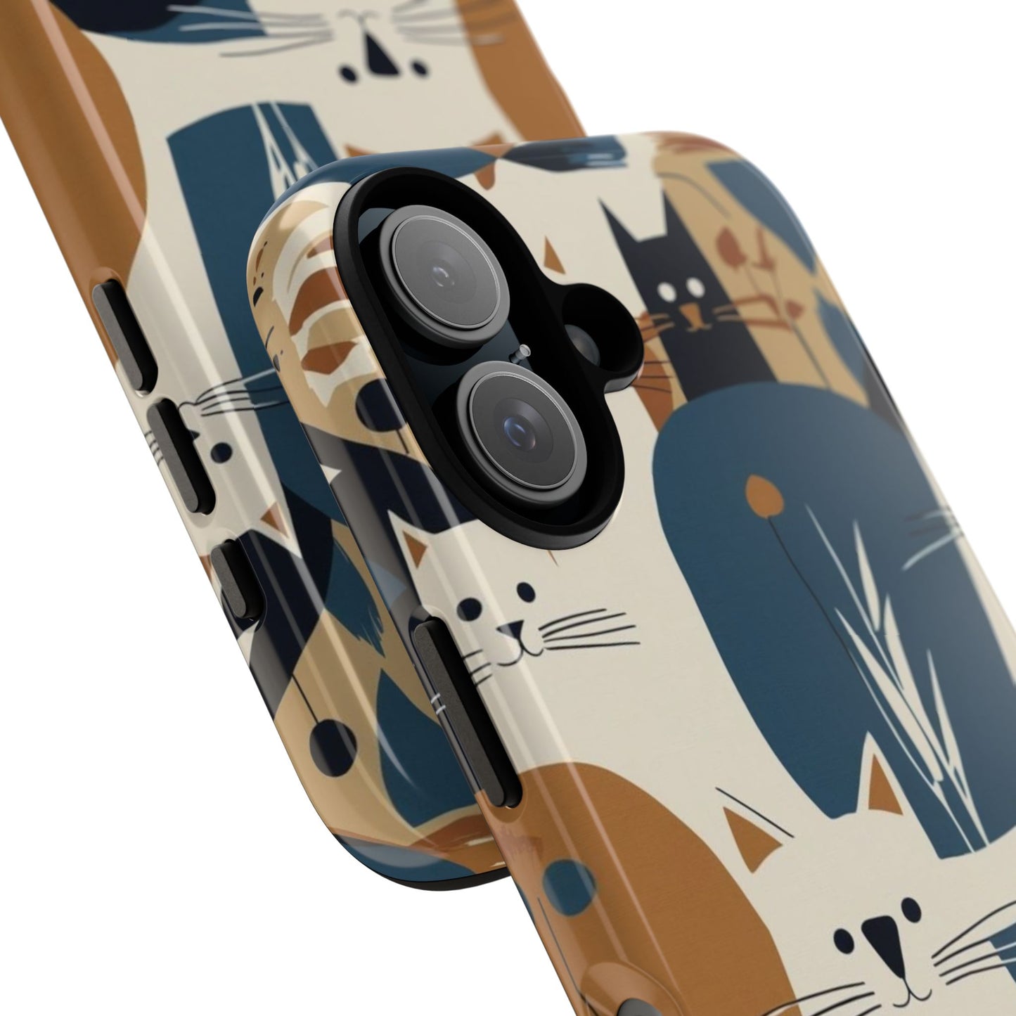 Cat Pattern Phone Case – Retro Abstract Cats Protective iPhone Cover