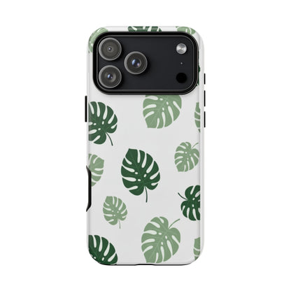 Monstera Leaf Tough Phone Case – Tropical Green Palm Pattern Protective Cover