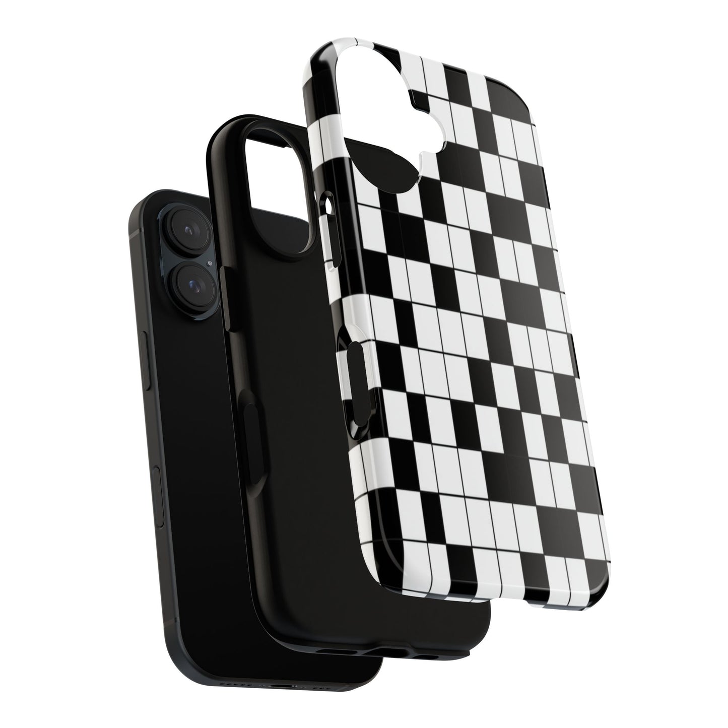 Crossword Grid Phone Case — Black & White Puzzle Pattern Tough Phone Cover