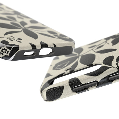 Tough Phone Case — Black Floral Silhouette Protective Cover
