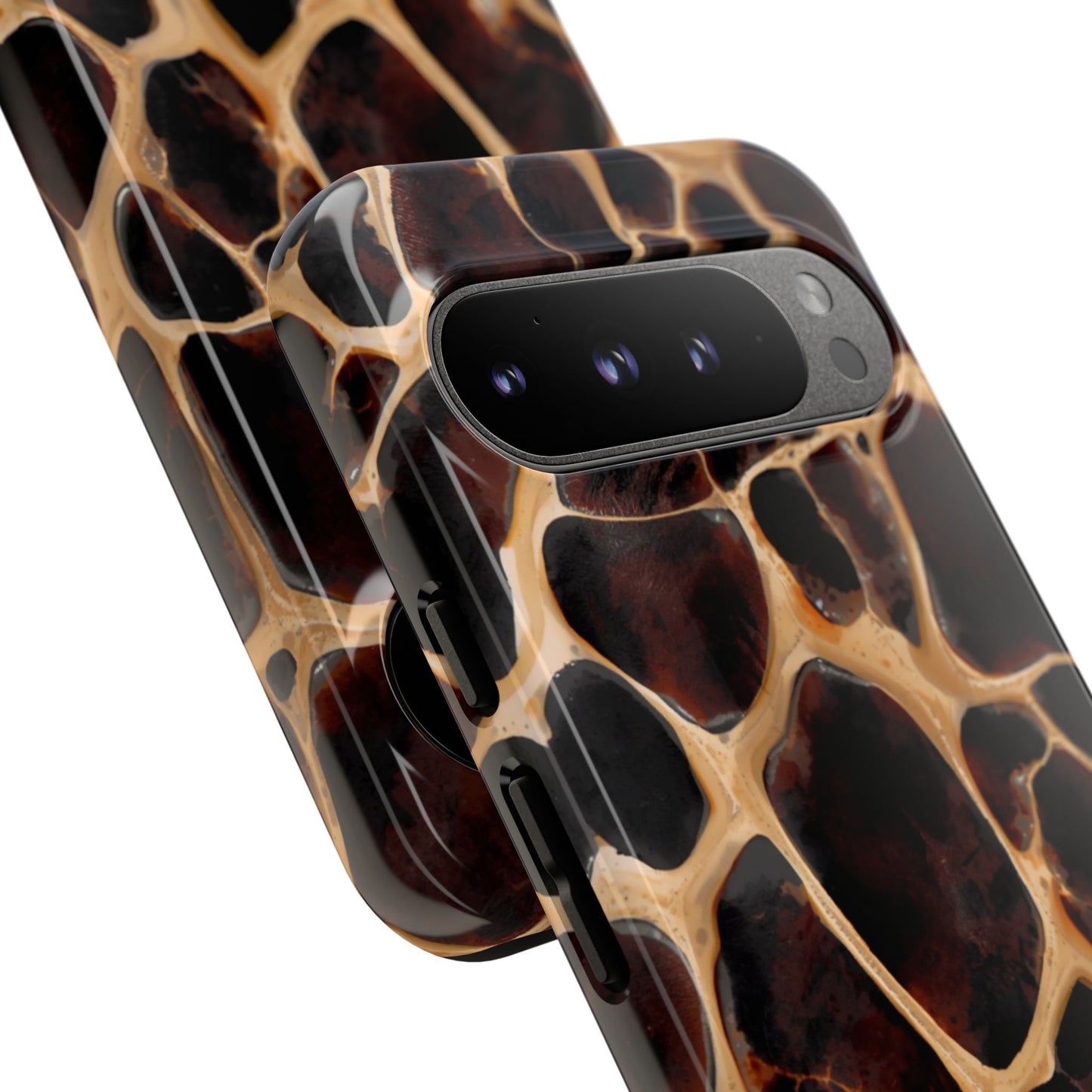 Phone Case — Brown Leather Dot Texture Rugged Protective Cover